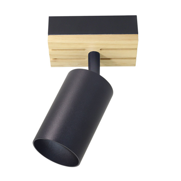Foco Waikato 1xgu10 Negro/madera Orientable 16,5x10x5,5cm