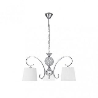 Lampara Bogota 3xe14 Cromo Pantalla Blanca  Regx57x57 Cm