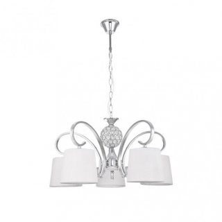 Lampara Bogota 5xe14 Cromo Pantalla Blanca  Regx57x57 Cm