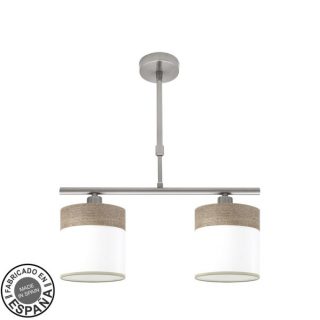 Lampara Cloe 2xe14 Niquel/blanca-madera Gris Regx43x14 cm