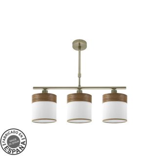 Lampara Cloe 3xe14 Cuero/blanca-madera Oscura Regx55x14 cm