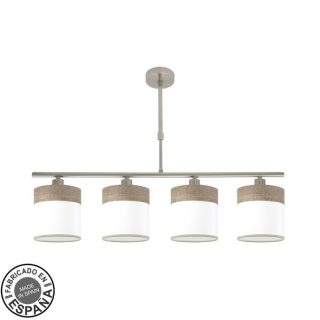 Lampara Cloe 4xe14 Niquel/blanca-madera Gris Regx75x14 cm