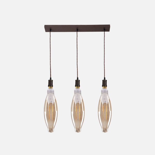 Lampara Elio 3xe27 Marron/ambar Bombillas Incluidas 24w 3000k 2550lm Regx64x12 Cm