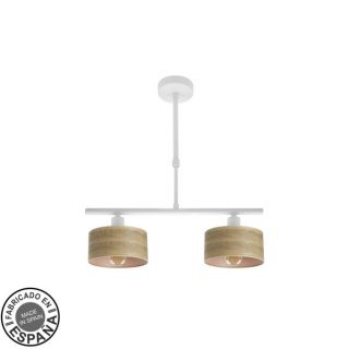 Lampara Gilda 2xe14 Blanco/madera Clara Regx43x14 Cm