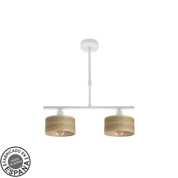Lampara Gilda 2xe14 Blanco/madera Clara Regx43x14 Cm