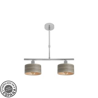Lampara Gilda 2xe14 Cromo/madera Gris Regx43x14 Cm