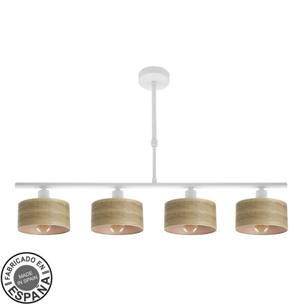 Lampara Gilda 4xe14 Blanco/madera Clara Regx76x14 Cm