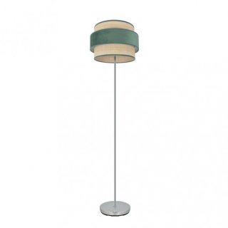 Pie De Salon Reyes 1xe27 Cromo/natural-verde 160x40x40 cm