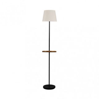 Pie Salon Acero 1xe27 Negro C/pantalla Beis  C/mesita Aux. Incorporada 168x30x30 Cm