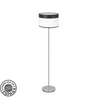 Pie Salon Cloe 1xe27 Cromo/blanca-madera Negra162x40x40 cm