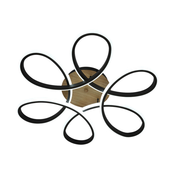 Plafon Bandeira 130w 3000-4000-6500k Negro/madera 14300 Lm C/remoto,memoria Y Reg.intensidad 12x61x61cm