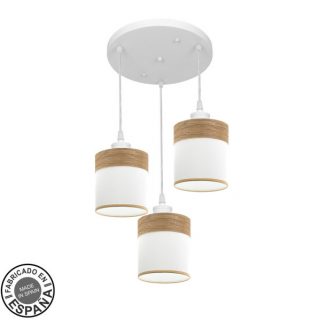 Plafon Cloe 3xe27 Blanco/blanca-madera Clara Regx42x42 cm