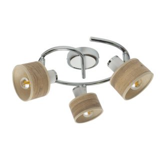 Plafon Nando 3xe14 Cromo-blanco/mad.clara  Focos Orientables 16x35x35 Cm