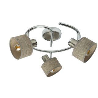 Plafon Nando 3xe14 Cromo-niquel/mad.gris  Focos Orientables 16x35x35 cm
