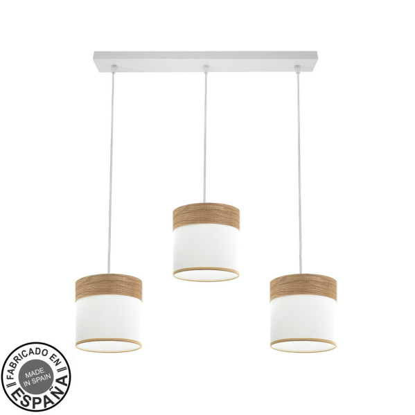 Regleta Cloe 3xe27 Blanco/blanca-madera Clara Regx60x16 cm