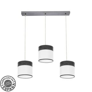 Regleta Cloe 3xe27 Cromo/blanca-madera Negra Regx60x16 cm