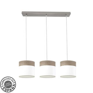 Regleta Cloe 3xe27 Niquel/blanca-madera Gris Regx60x16 cm