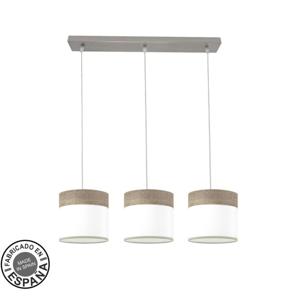 Regleta Cloe 3xe27 Niquel/blanca-madera Gris Regx60x16 cm