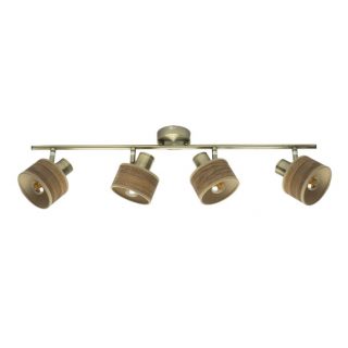 Regleta Nando 4xe14 Cuero/mad.oscura  Focos Orientables 16x73x10 Cm