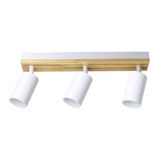 Regleta Waikato 3xgu10 Blanco/madera Orientable 16,5x38x5,5cm