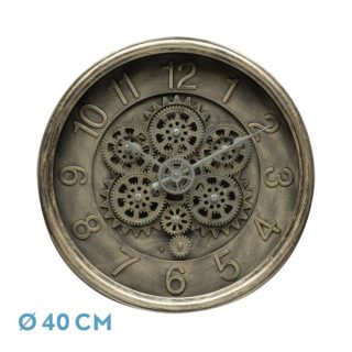 Reloj De Pared Atarfe Oro Rustico 40x40x7cm Engranajes Con Movimiento