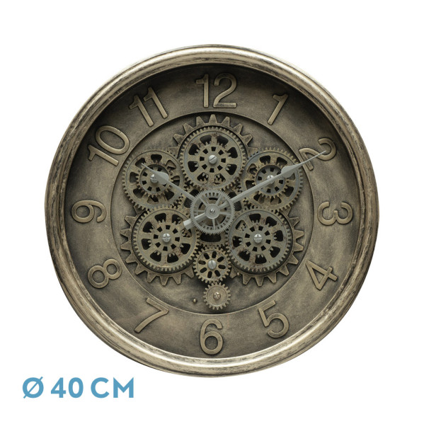 Reloj De Pared Atarfe Oro Rustico 40x40x7cm Engranajes Con Movimiento