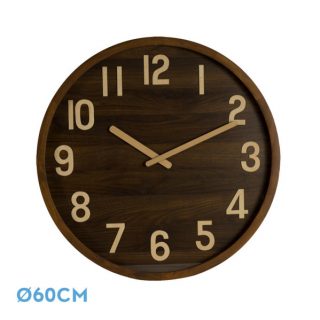 Reloj De Pared Borgoña Madera Oscura 60x60x5cm Movimiento Continuo