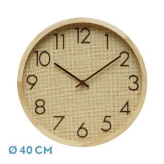 Reloj De Pared Grenoble Haya/rafia Natural 40x40x4,5cm Mov Continuo