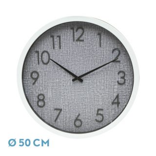 Reloj De Pared Higueron Blanco/gris 50x50x5 Cm Movimiento Continuo