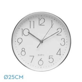 Reloj De Pared Minuto Plata 25d Mov.continuo