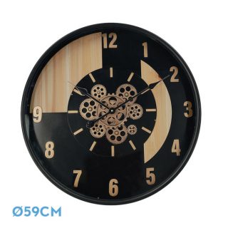 Reloj De Pared Parma Negro/haya/oro 59x59x8cm Engranajes Con Movimiento