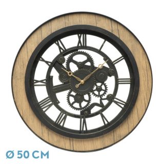 Reloj De Pared Rubite Negro/roble 50x50x5 Cm Movimiento Continuo