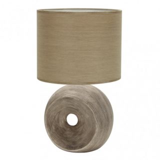 Sobremesa Ceramica Ea 1xe27 Beis Pantalla Beis 52x30x30 Cm