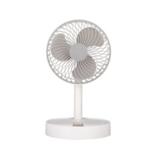 Ventilador Inalambrico Dc Portatil Jerico Blanco/gris 5w 3vel Recargable, Alim.usb, Orientable 3aspas Regx17x17cm