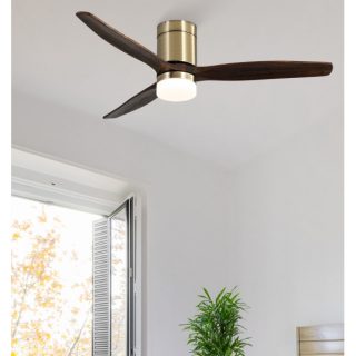 Ventil 20w Dc Aguilon Cuero 3 Aspas Roble 6 Velocidades C/remoto, Reg. Intensidad, Temporizador 30,5x132x132 Cm