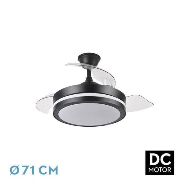 Ventilador Dc Esparta Peque 44w 5182lm Negro 72d 3asp 3000-4000-6000k Remoto+temporizador+memoria