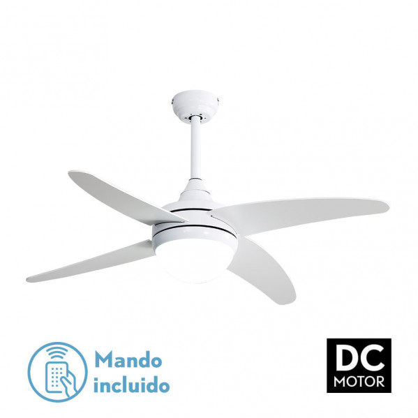Ventilador 2xe27 Dc Klod Blanco 4 Asp.6 Vel.117d C/remoto Y Temporizador