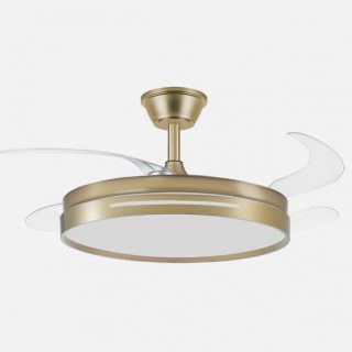 Ventilador Dc 59w Micenas Cuero 4asp.transp.106d  6vel 6980lm 3col Remoto,reg.intensidad,memoria Y Temporizador 26