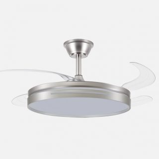 Ventilador Dc 59w Micenas Niquel 4asp.transp.106d 6velocidades 6980lm 3colores Remoto,reg.intensidad,memoria Y Temporizador 26