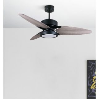 Ventilador Dc Cross 30w Negro 3 Aspas Gris/roble 6vel. 3 Colores 3250lm 132d Remoto, Memoria Y Temporizador