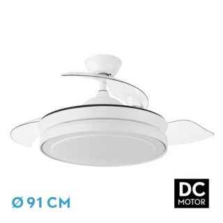 Ventilador Dc Esparta Mini Blanco 59w 6980lm 3asp.desp 91d 3000-4000-6000k Remoto+temporizador+memoria