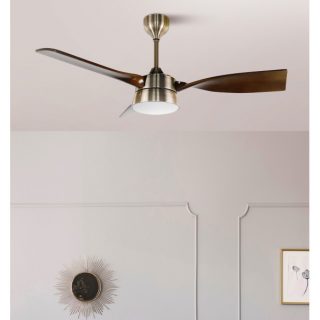 Ventilador Dc Estio 24w Cuero/roble 3aspas132d Regulable Intensidad 2650lm 3000k,4000k,6000k Remoto+temporizador+mamoria