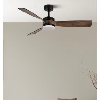 Ventilador Dc Oriente 26w Negro 3 Aspas Roble 132d 6vel 3colores 2950lm Remoto,temporizador,memoria 24