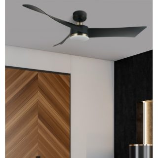 Ventilador Dc Tempel 26w Negro/cuero 3 Aspas 132d 6vel. 3000k, 4000k, 6500k 2950lm  C/remoto, Memoria Y Temporizador
