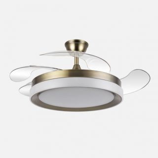 Ventilador Dc Zenit Cuero 59w 4aspas Desplegables 107d 6980lm 6vel 3000k,4000k,6000k, Remoto+reg.intens+temporizador+memoria