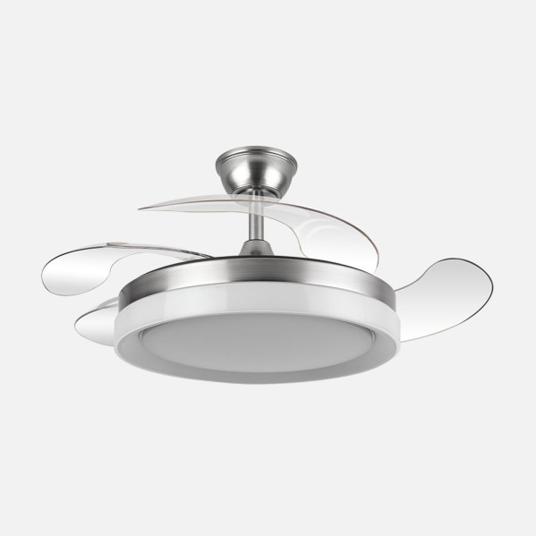 Ventilador Dc Zenit Niquel 59w 4aspas despegables 107d 6980lm 6vel 3000k,4000k,6000k, Remoto+reg.intens.+temporizador+memoria