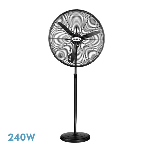 Ventilador De Pie Industrial Tormenta Negro 3velocidades 240w 3aspas Fijo Y Rotatorio Regx71x71 Cm