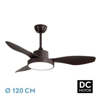 Ventilador Dc Hayate 48w 4080lm Marron 3 Asp 33/48x120x120cm 3000-4000-6000k C/remoto, Memoria Y Temporizador