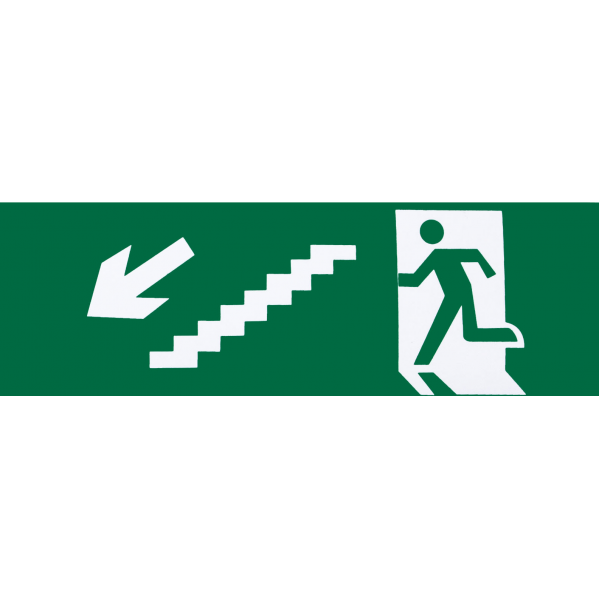 Adhesivo Salida Emergencia Escalera Izquierda Bajada 6,5x20 Cm