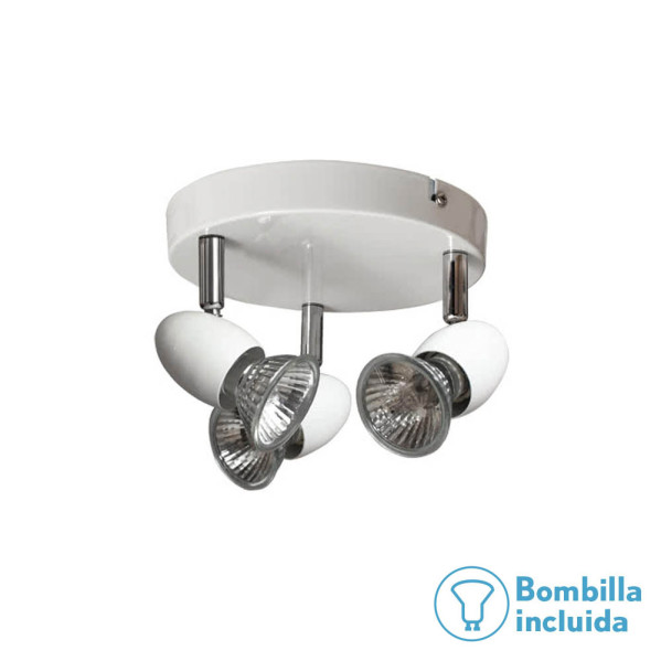 Plafon Foco Sonora Blanco 3xgu10 Bomb. incl 13x17d